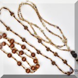 J171. Set of 3 wood and stone beaded necklaces. - $36 